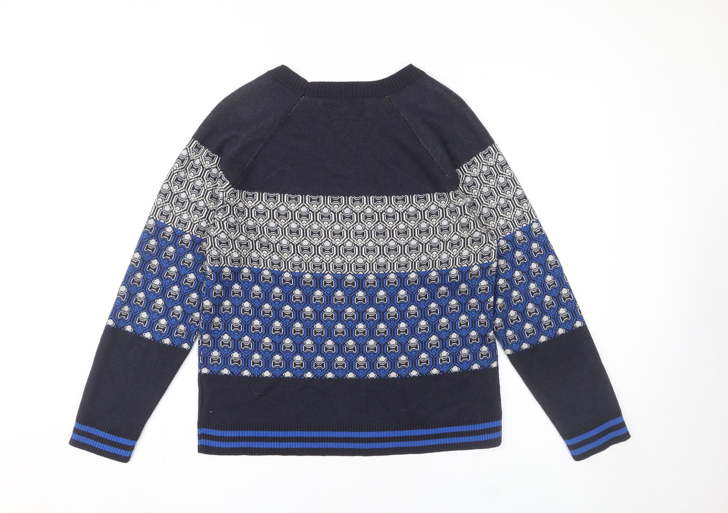 Next Women's Blue Geometric Knit Pullover Jumper Size 16