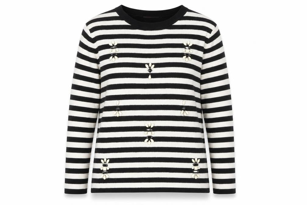 Marks and Spencer Women's Black Striped Pullover Jumper
