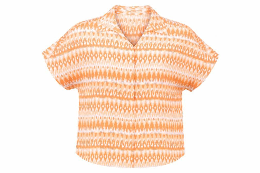 Marks and Spencer Women's Orange Geometric Blouse, Size 10