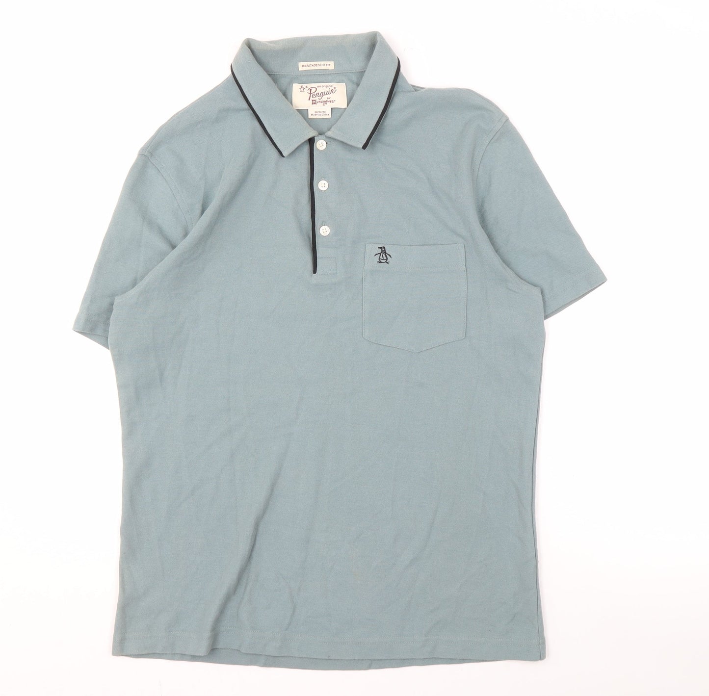 Penguin Men's Green Polo Shirt, Casual Short Sleeve M