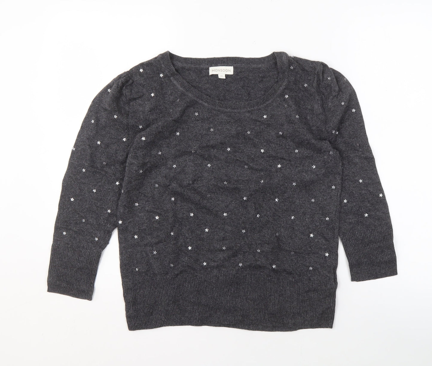 Monsoon Women's Grey Pullover Jumper, Size M, Crew Neck