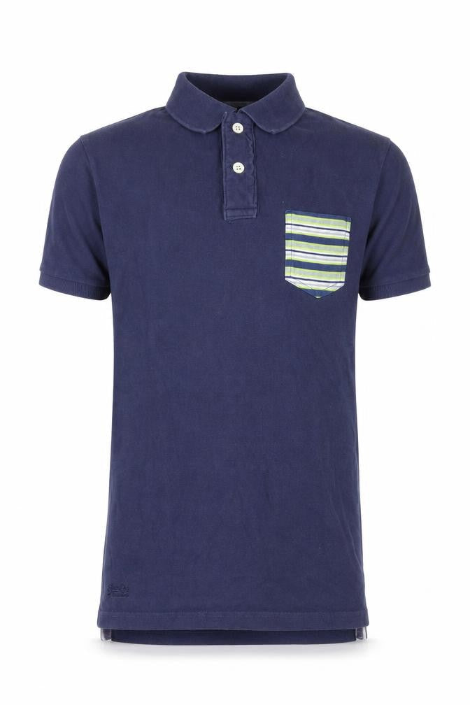 Superdry Men's Navy Cotton Polo Shirt M Pockets