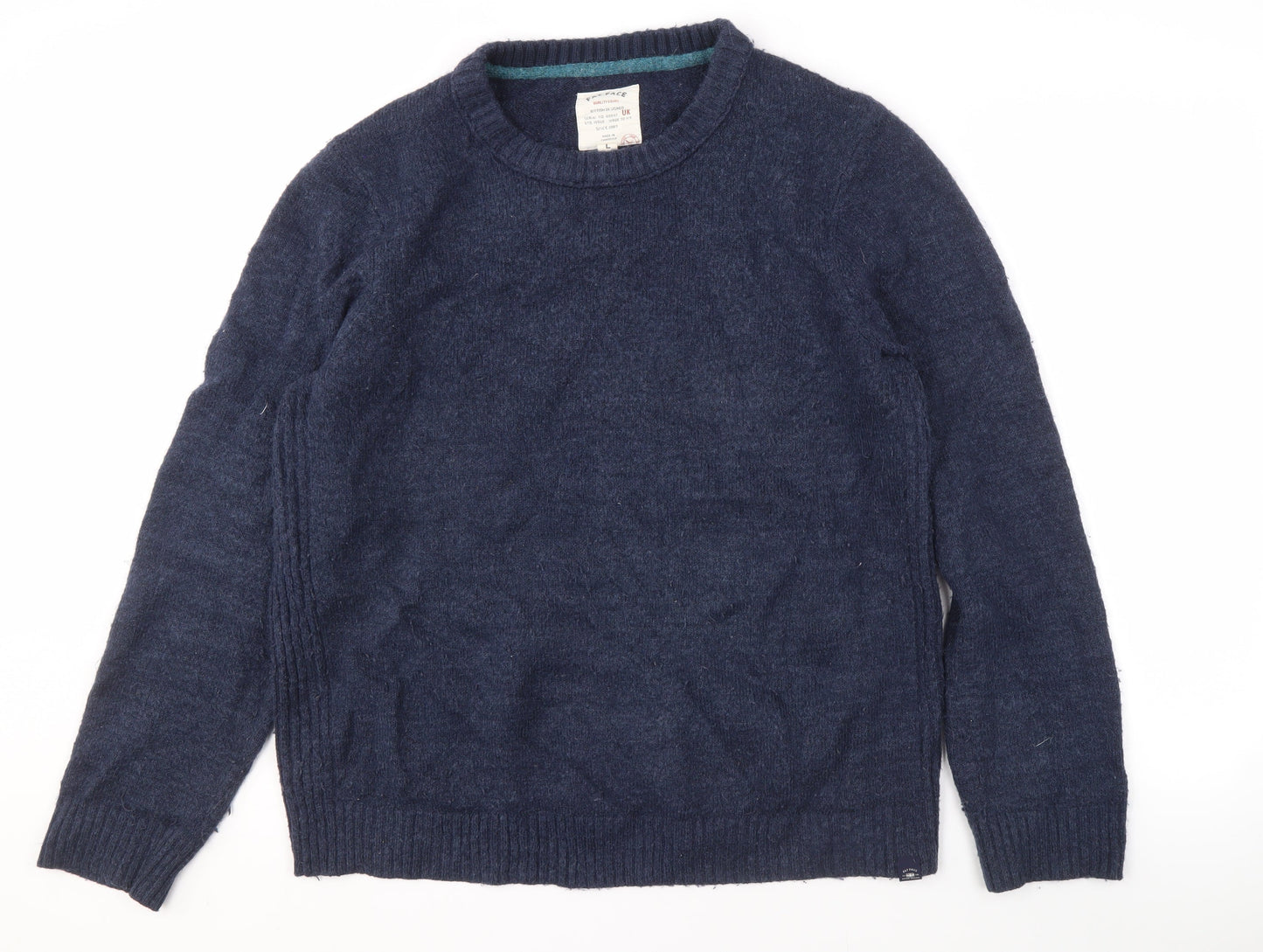 Fat Face Men's Blue Pullover Jumper, L, Crew Neck, Casual Winter Knit