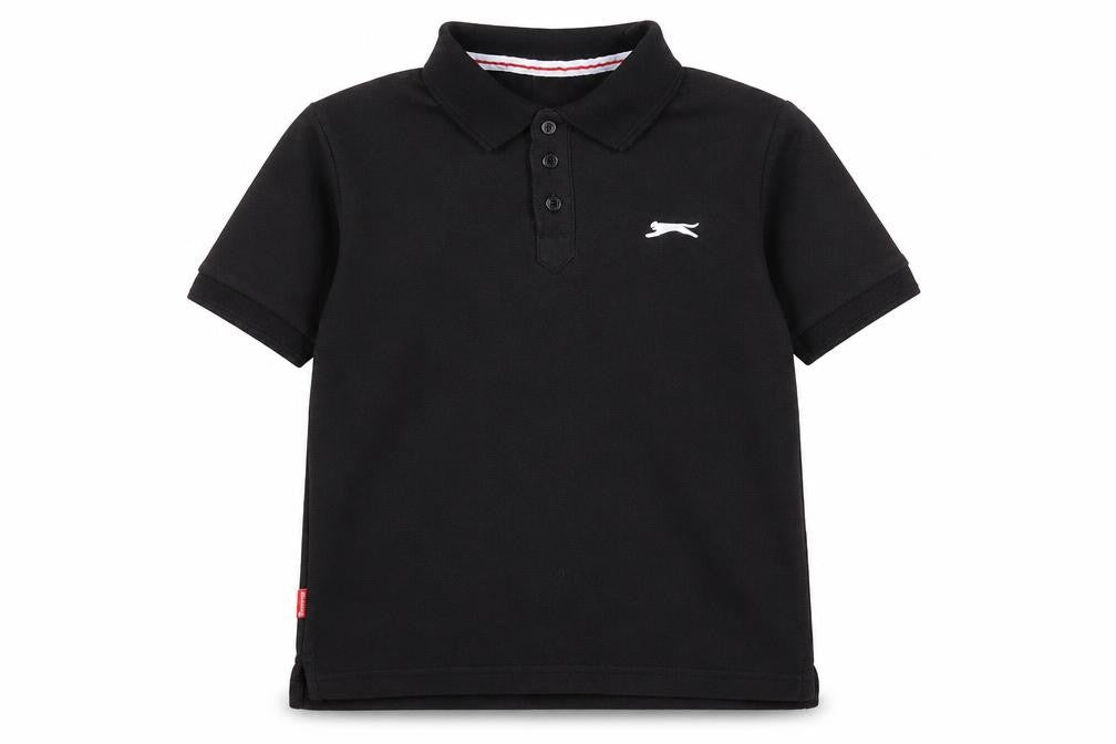 Slazenger Boys Black Polo, Size 146, Short Sleeve, Logo Accent