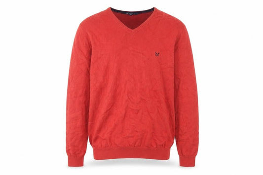 Front view of Crew Clothing Men's Red XL V-Neck Pullover