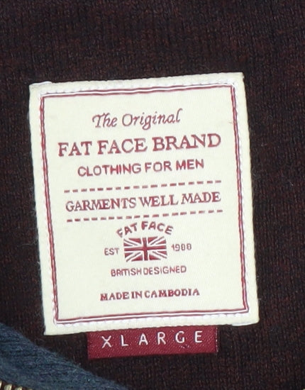 Fat Face Men's Brown XL Pullover Jumper with Zip
