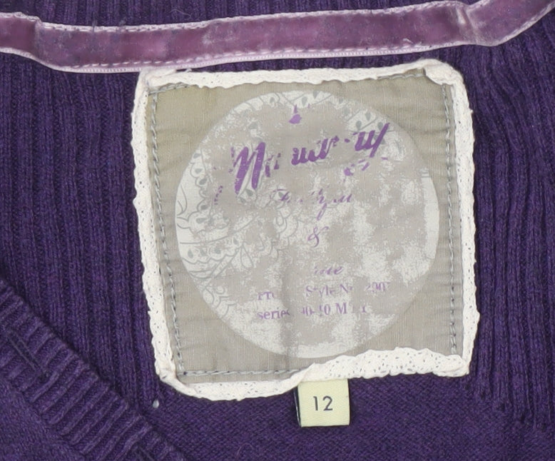 Minnow Women's Purple Henley Jumper Size 12