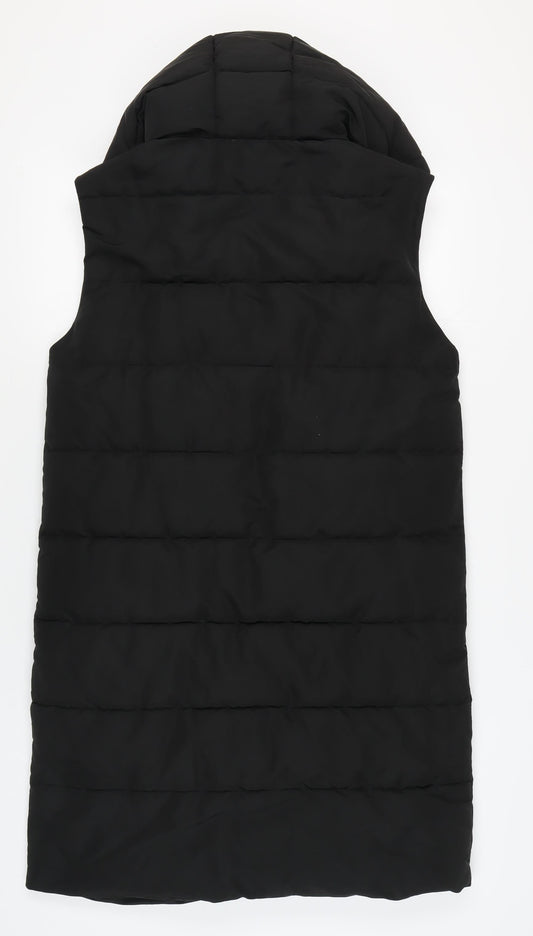 Stradivarius Women's Black Puffer Waistcoat, Size 8, Hooded