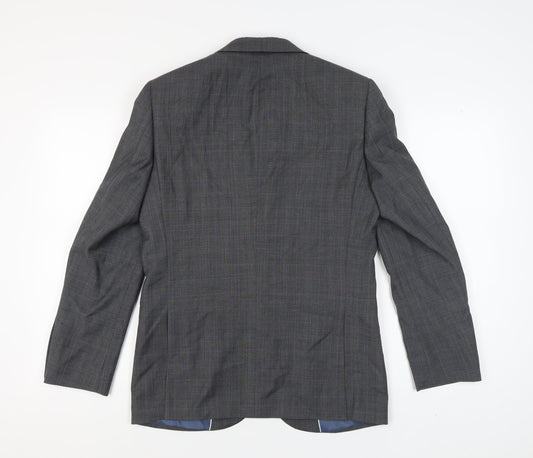 John Lewis Men's Grey Check Blazer, Size 38R, Wool