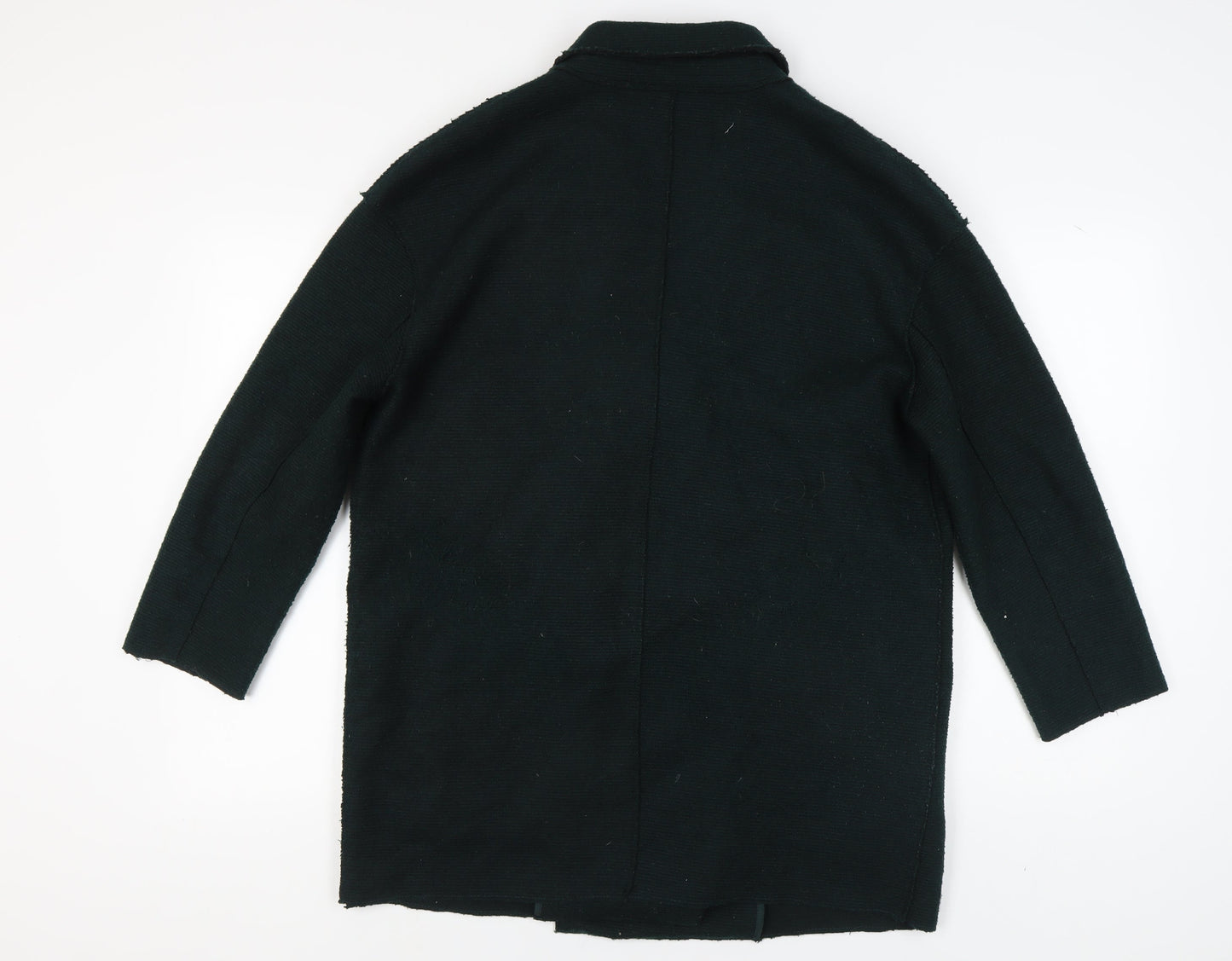 Zara Women's Black Wool Overcoat M - Elegant & Warm