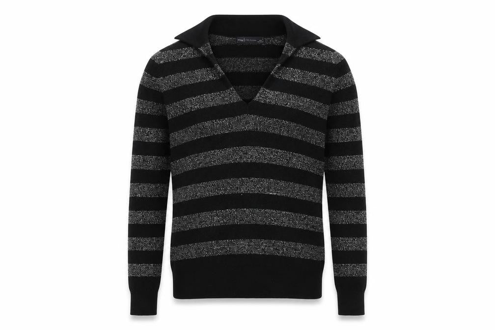 Marks and Spencer Women's Black Striped Pullover Jumper - Size S