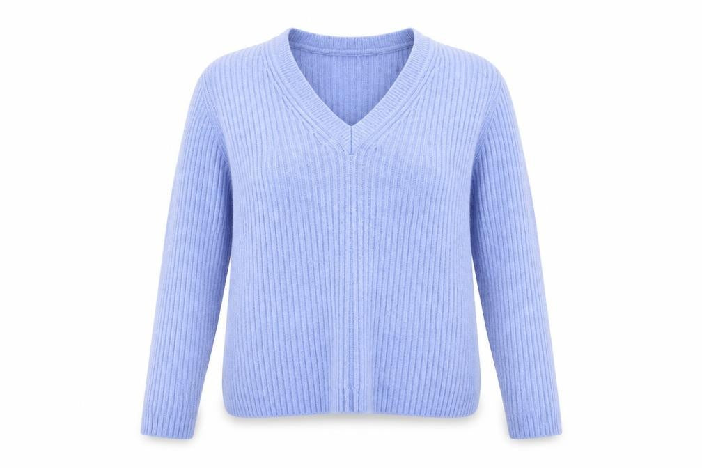 Front view of ASOS Design Women's Blue V-Neck jumper, size 10