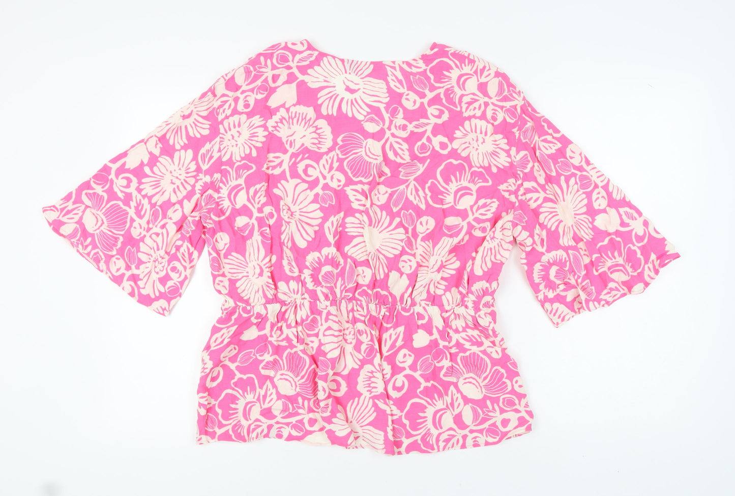 Marks and Spencer Women's Pink Floral Wrap Blouse Size 18