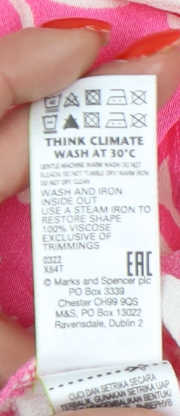 Marks and Spencer Women's Pink Floral Wrap Blouse Size 18
