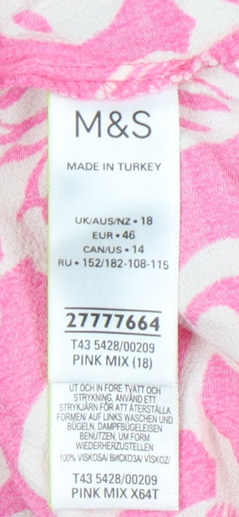 Marks and Spencer Women's Pink Floral Wrap Blouse Size 18