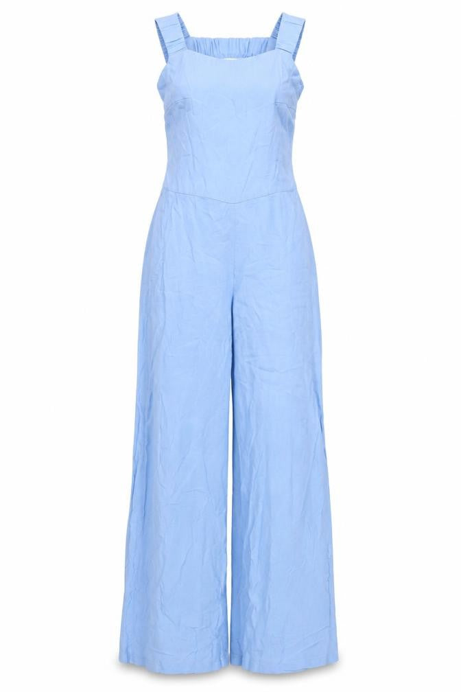 Bershka Women's Blue Jumpsuit 2XS - Casual Wide-Leg