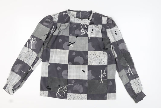 Nicola Women's Grey Geometric Blouse Size 10
