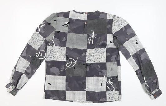 Nicola Women's Grey Geometric Blouse Size 10