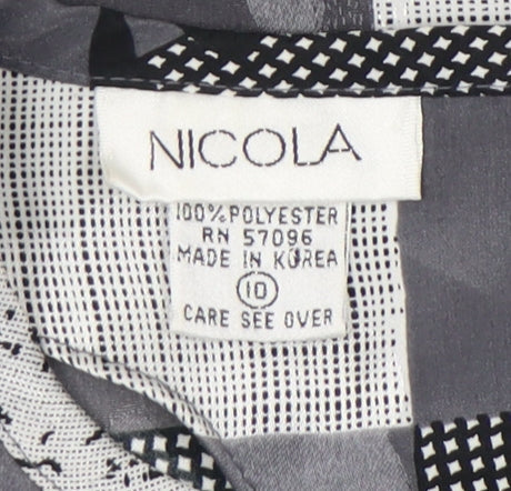 Nicola Women's Grey Geometric Blouse Size 10