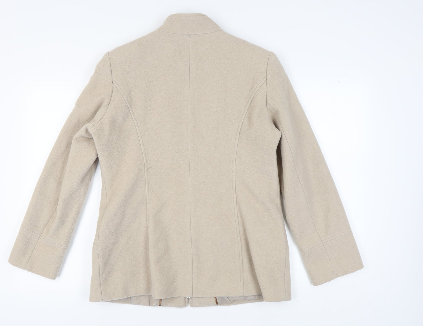 Klass Women’s Beige Wool Blend Mid-Length Coat - Size 14