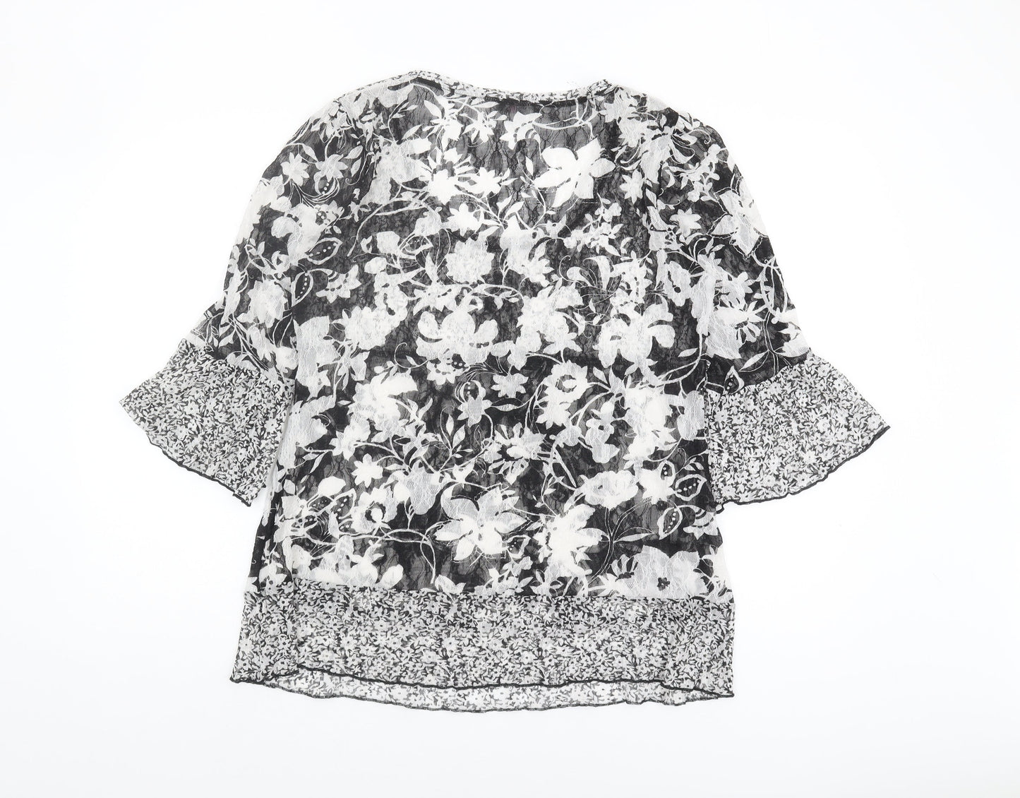 Per Una Women's Black Floral Lace Blouse Size 14