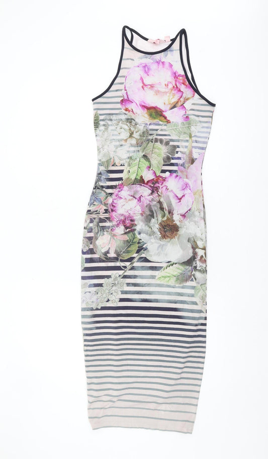 Ted Baker Women's Multicoloured XS Floral Bodycon Dress