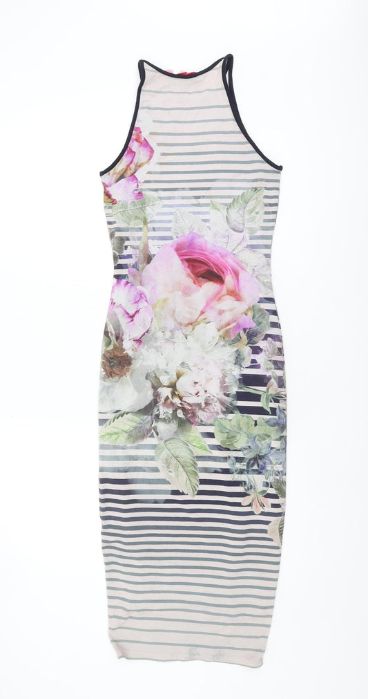 Ted Baker Women's Multicoloured XS Floral Bodycon Dress