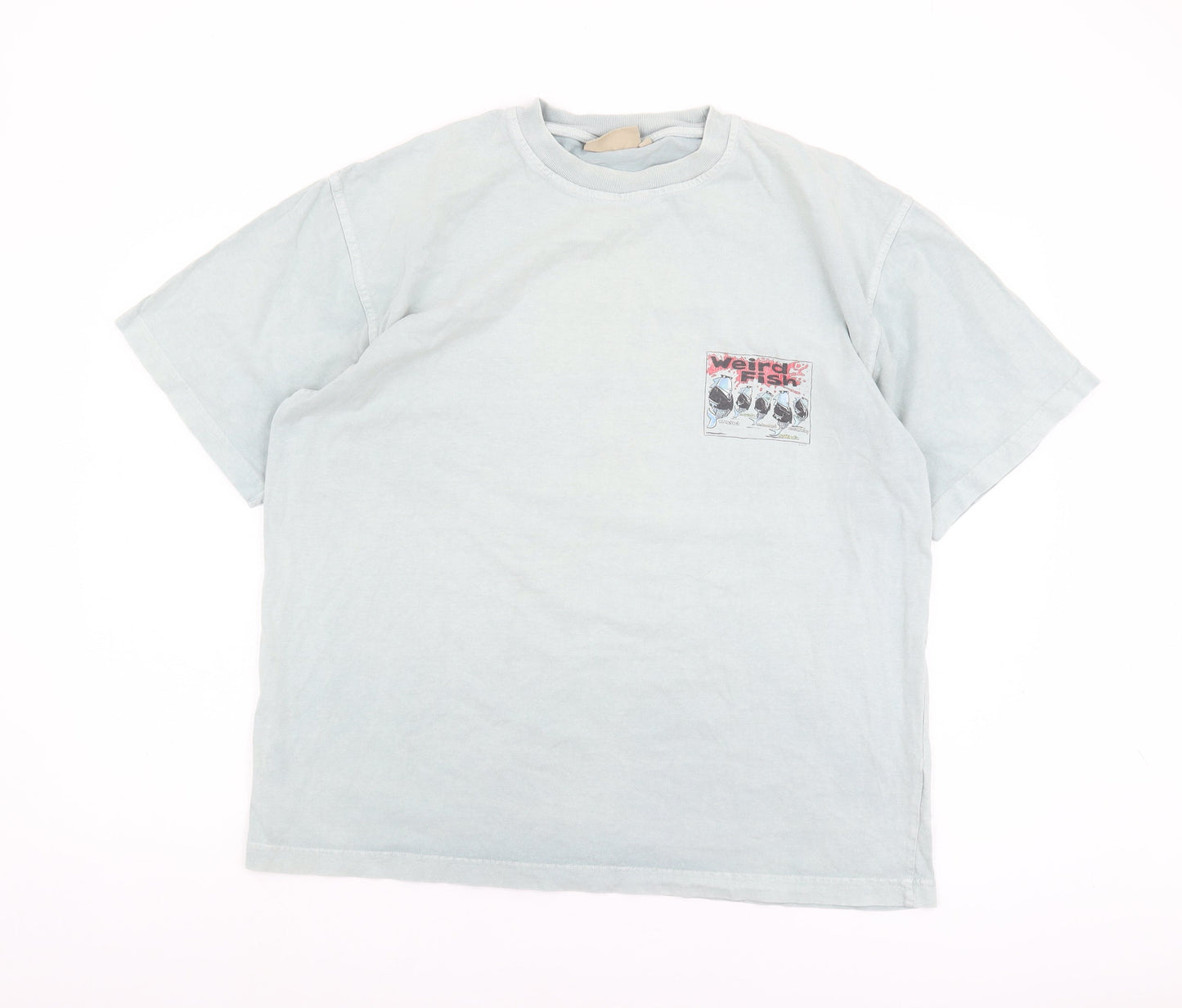 Weird Fish Men Blue Graphic T-Shirt Large