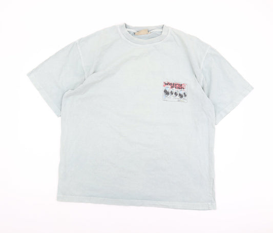Weird Fish Men Blue Graphic T-Shirt Large