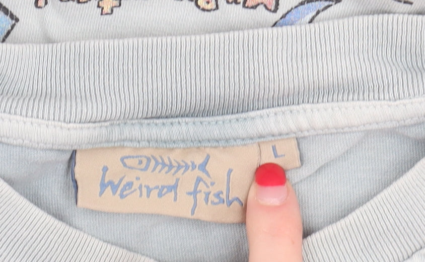 Weird Fish Men Blue Graphic T-Shirt Large