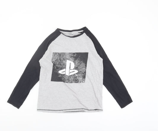 George Boys PlayStation Grey Graphic Long Sleeve T-Shirt 9-10Y