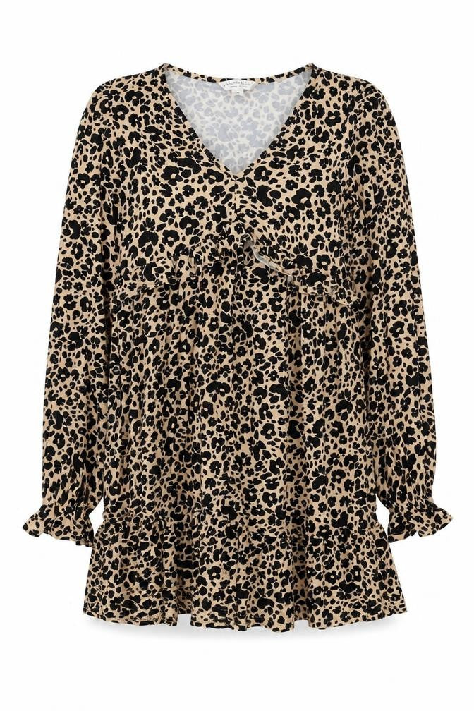 Miss Selfridge Women's Beige Animal Print Dress Size 12