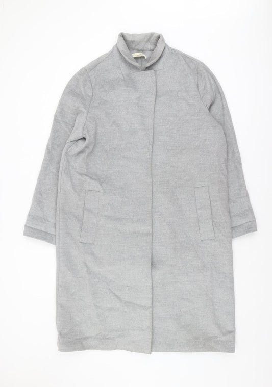 H&M Womens Grey Coat Size 14 Long Collared Casual