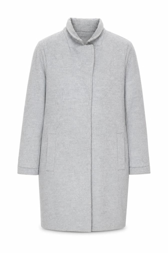 H&M Womens Grey Coat Size 14 Long Collared Casual