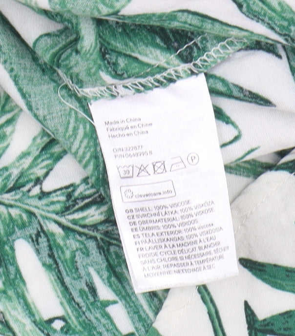 H&M Women's Green Floral Blouse, Size 8, Summer Style