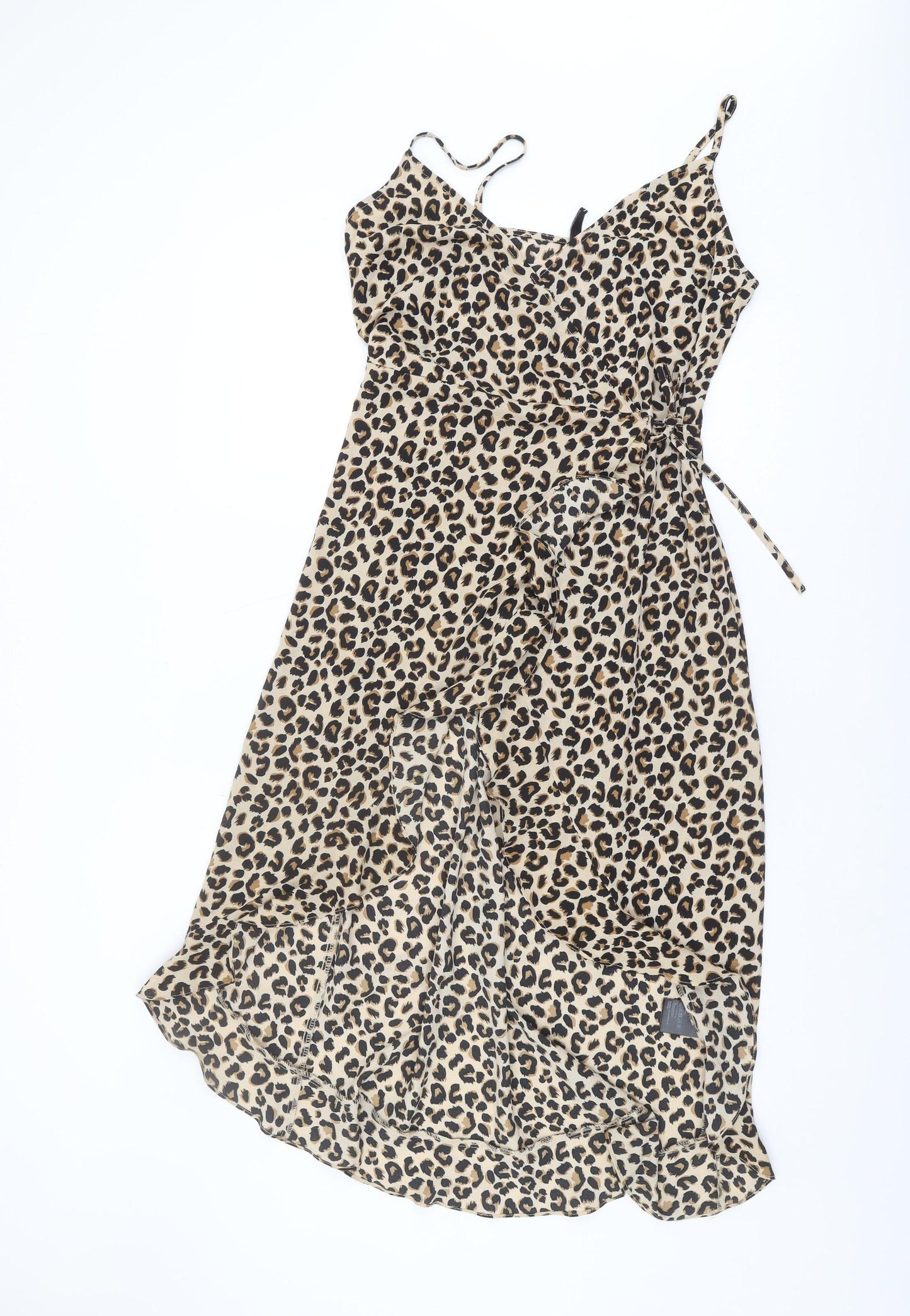 H&M Women's Beige Leopard Strappy Dress Size 10