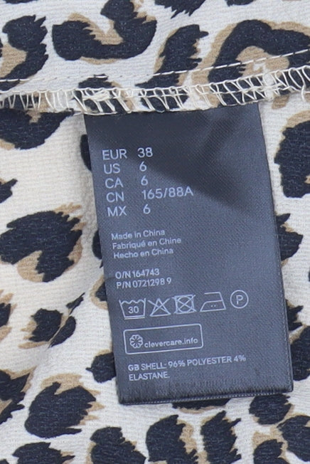 H&M Women's Beige Leopard Strappy Dress Size 10