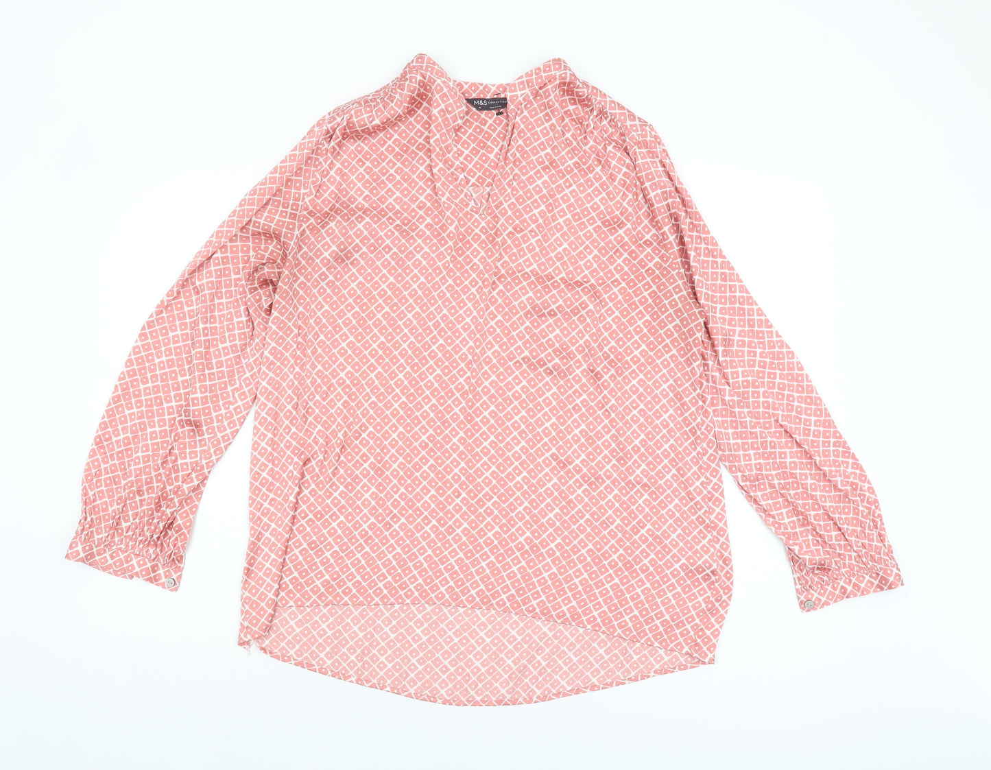 Marks and Spencer Women's Red Geometric Blouse Size 10