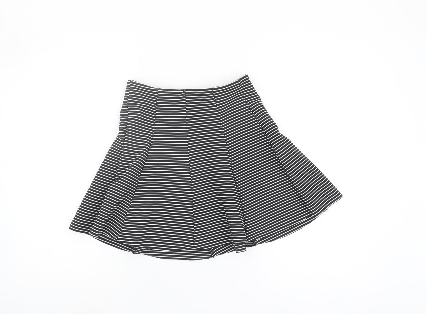 Topshop Women's Striped Black Skater Skirt Size 8