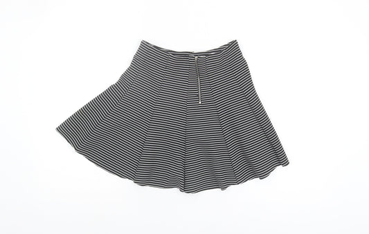 Topshop Women's Striped Black Skater Skirt Size 8