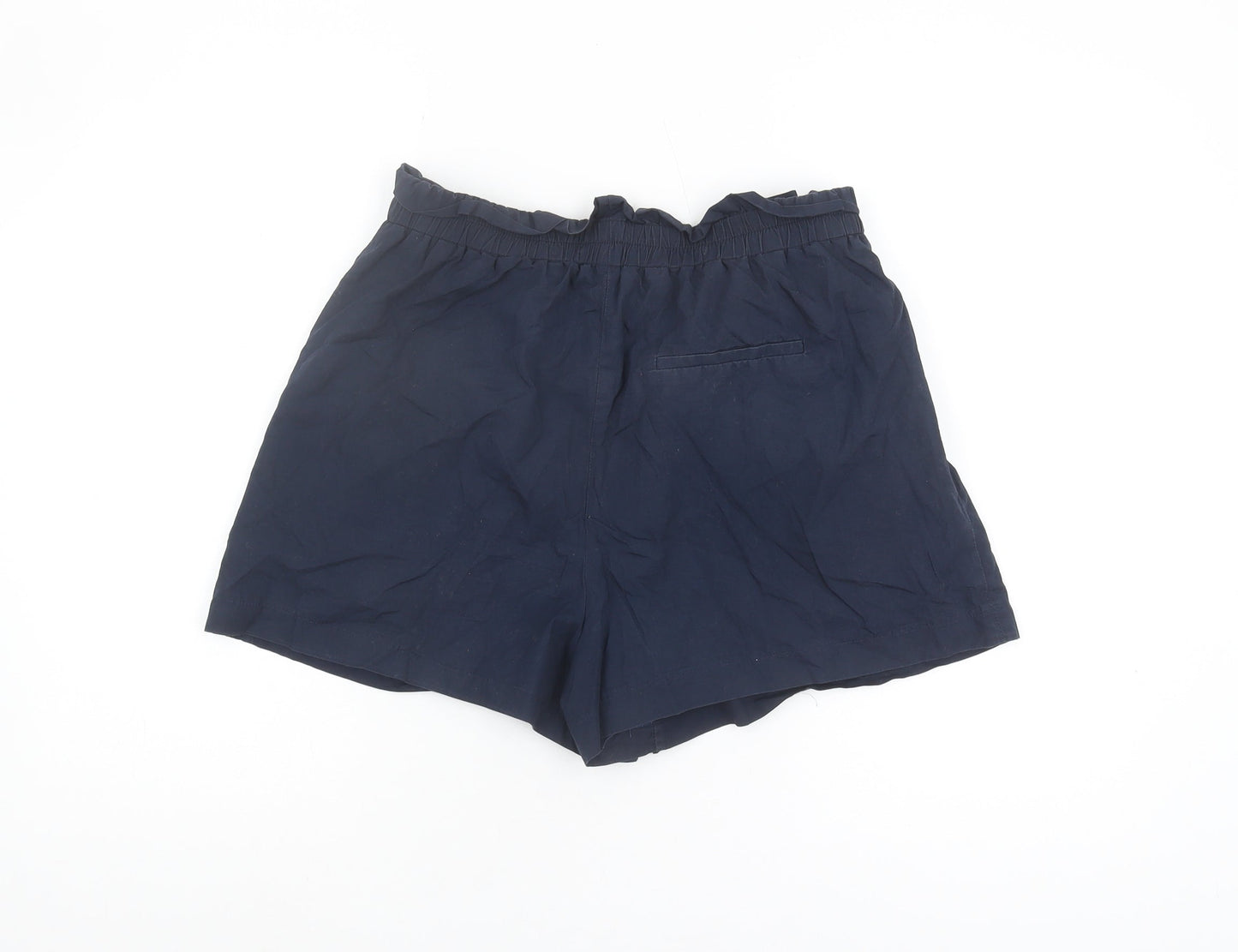 Zara Women's Blue Paperbag Shorts L High Waist