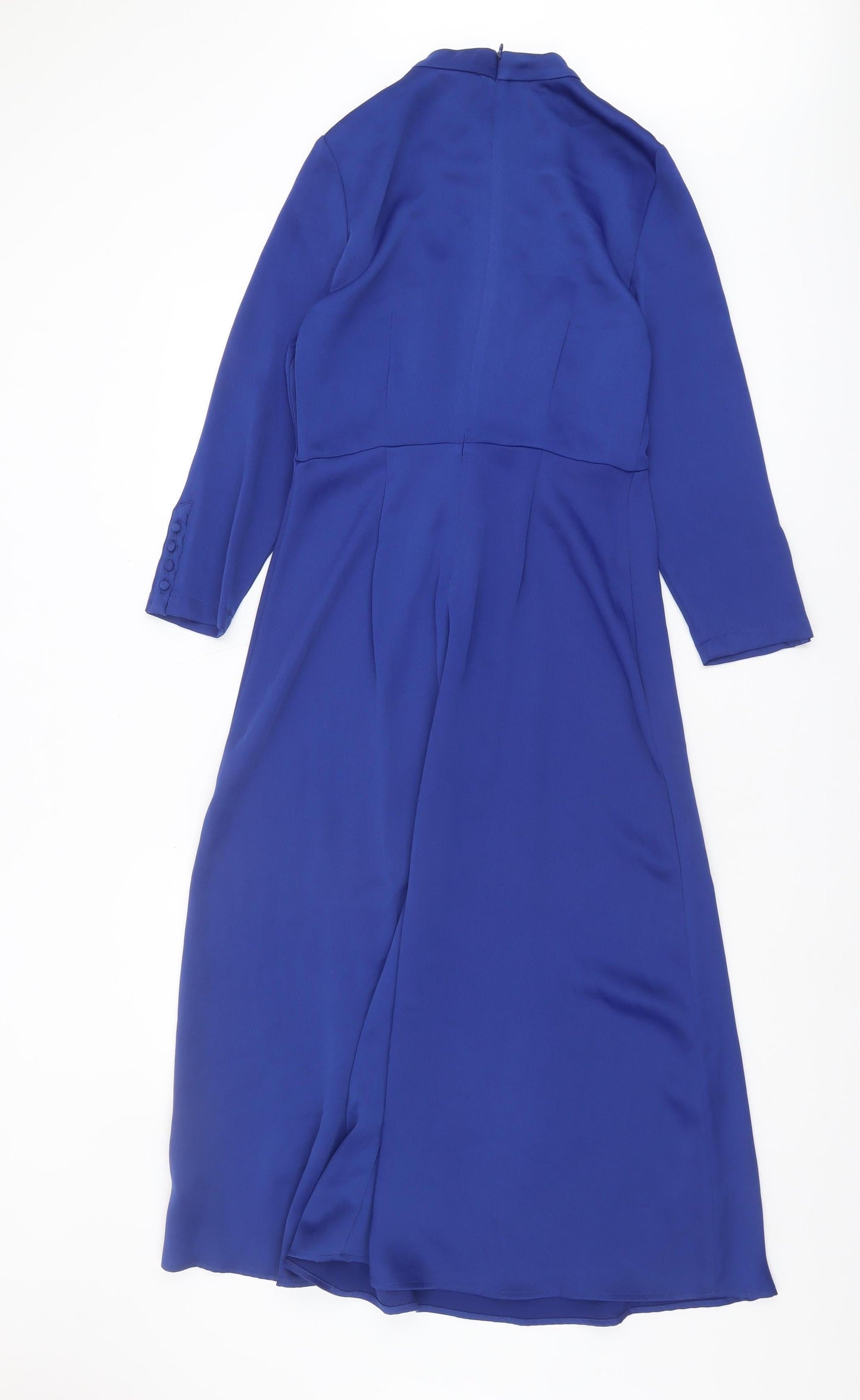 Marks and Spencer Women's Blue High Neck Dress - Size 8