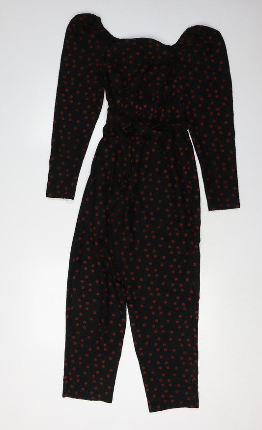 ASOS Women's Black Polka Dot Jumpsuit Size 6, Long Sleeve