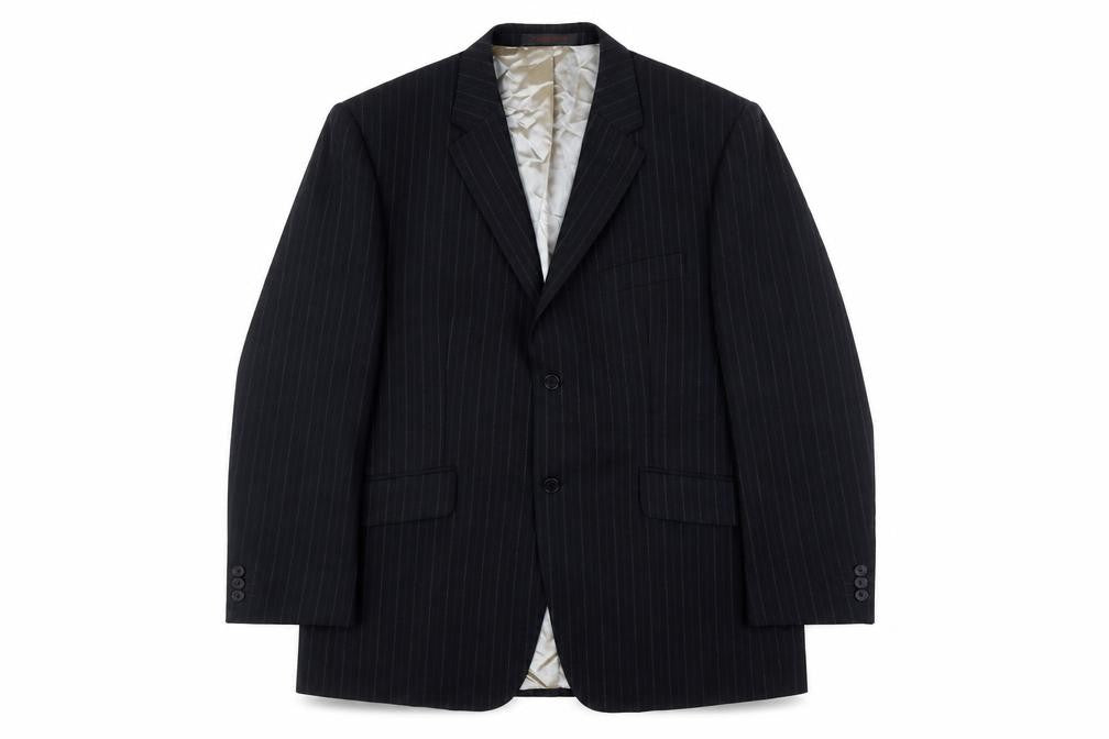 Carpe Diem Men's Blue Striped Wool Blazer, Size 42, Regular