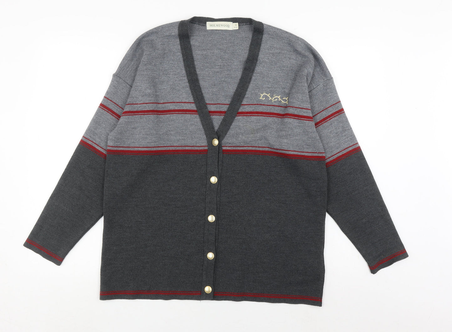 Holmewood Women's Grey Striped Cardigan Size 14