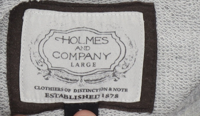 Holmes and Company Men's Grey Pullover Hoodie, Size L, Logo