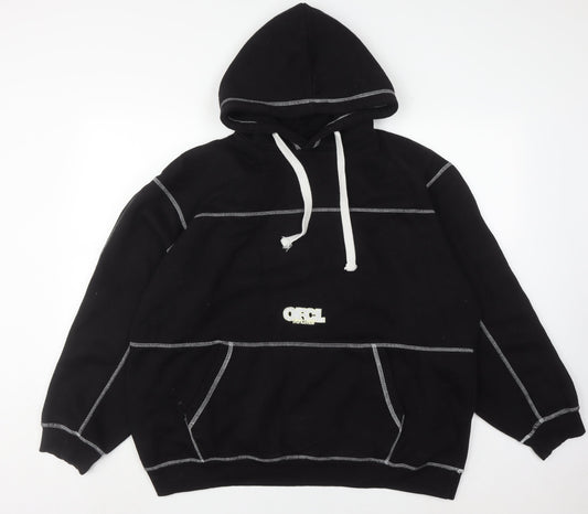 boohooMAN Men's Black M Pullover Hoodie with Logo