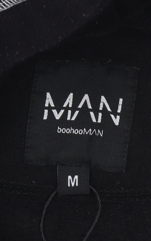 boohooMAN Men's Black M Pullover Hoodie with Logo