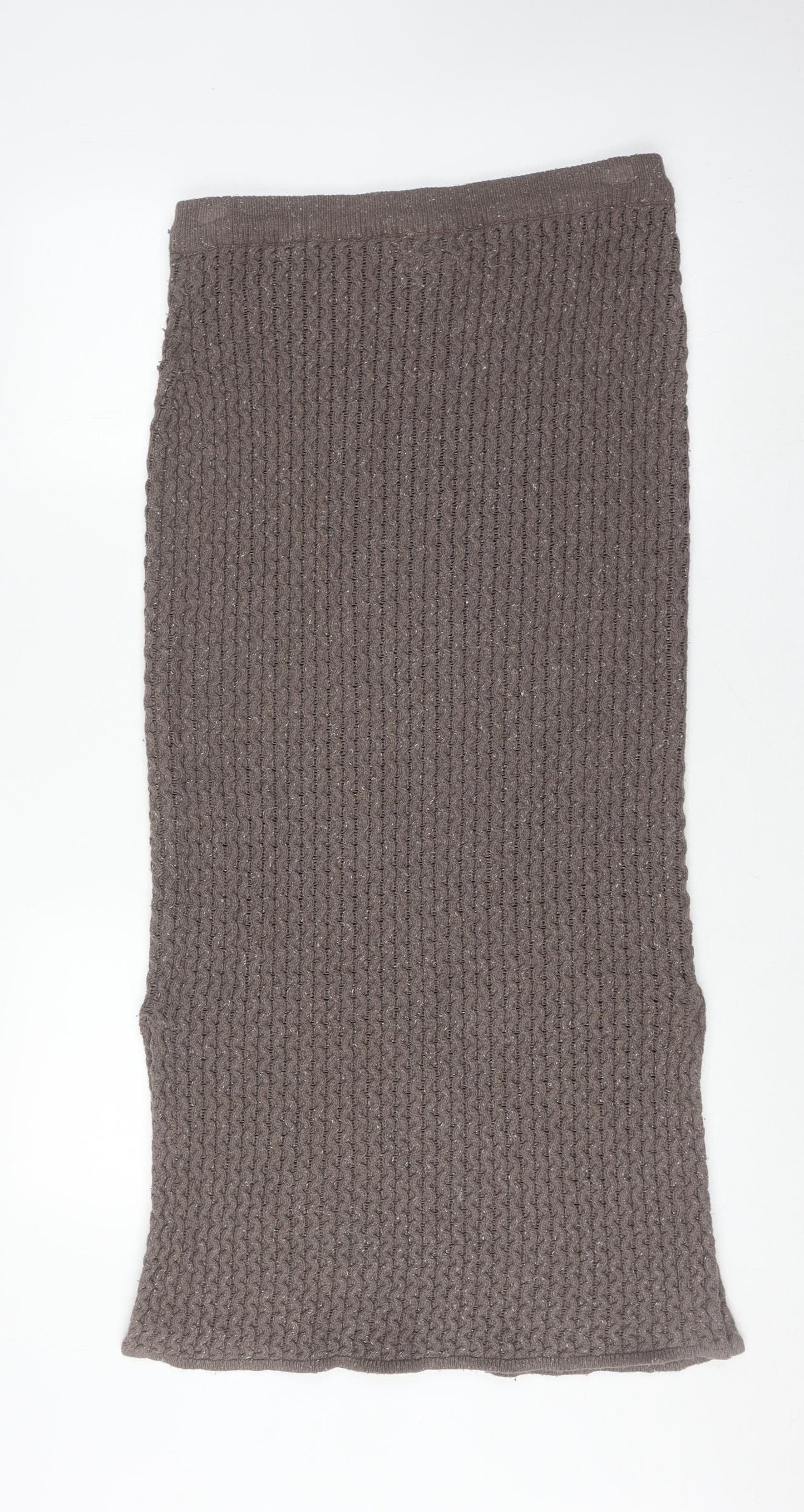 Animale Women's Brown Midi Wool Blend Knit Skirt