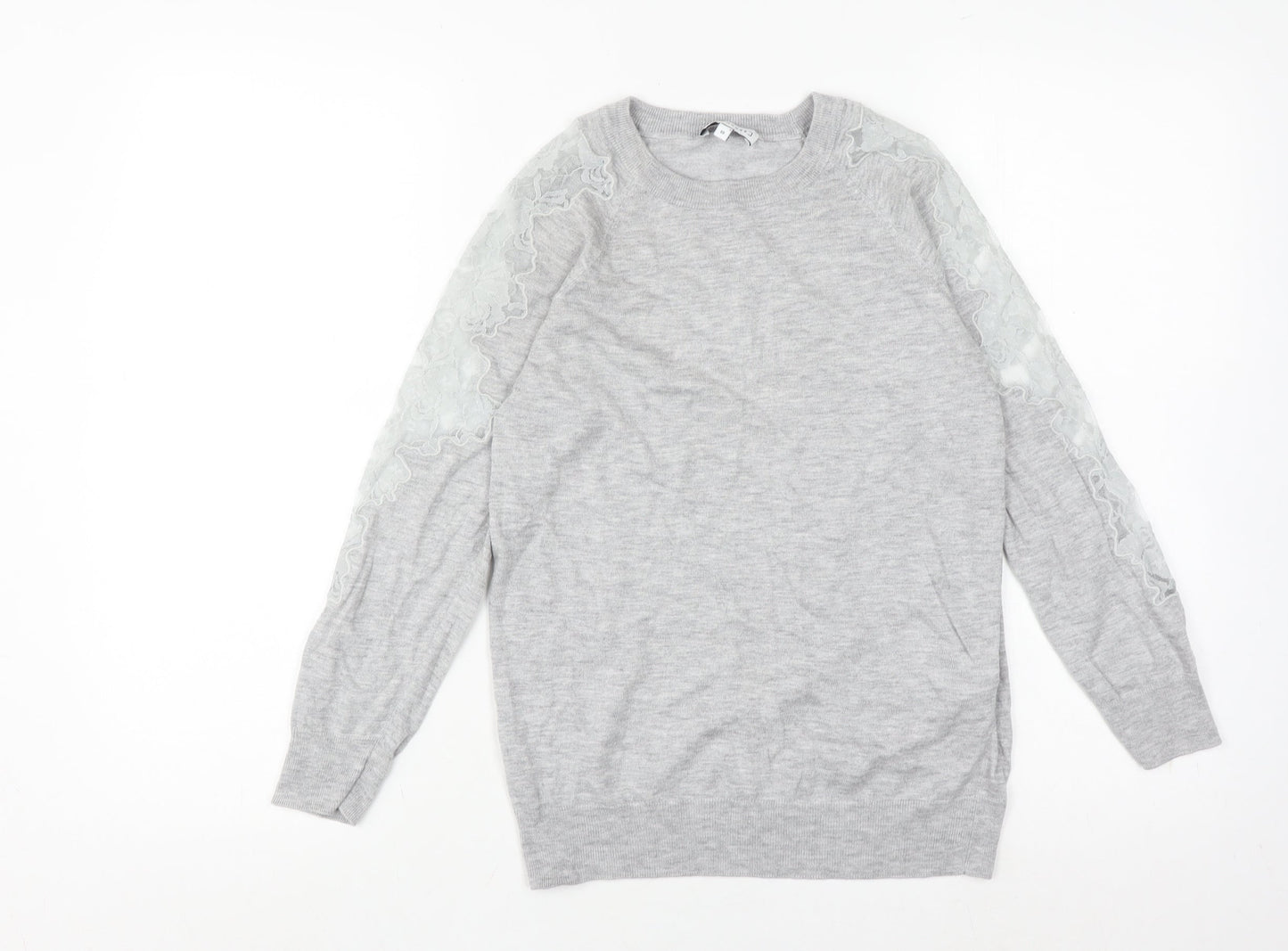 Warehouse Women's Grey Crew Neck Pullover Jumper Size 10